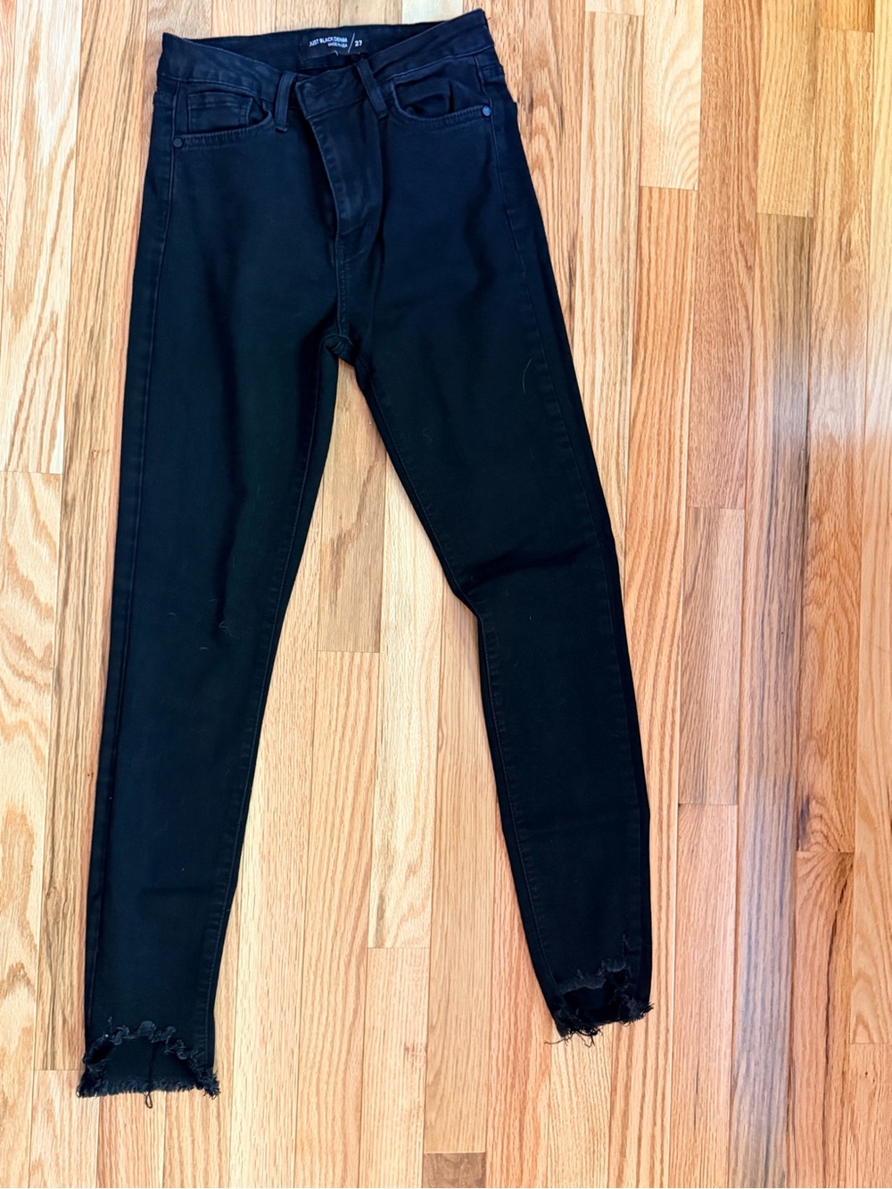Black  Slim Jeans with Frayed Hem